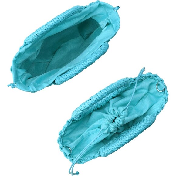 Woven Straw Beach Bag for Womem Top Handle Blue Crossbody and Shoulder Strap - Picture 5 of 6